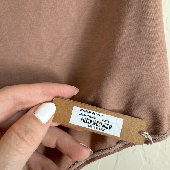 Skims Fits Everybody Square Neck Thong Bodysuit Sienna Brown Women Size Large - Picture 3 of 10